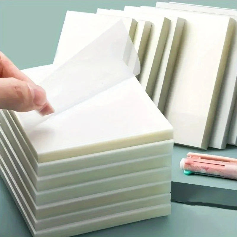 50 Sheets Transparent Waterproof Sticky Notes – Self-Adhesive Memo Pad, Clear Marker Labels for School, Office, Journaling & Stationery Use