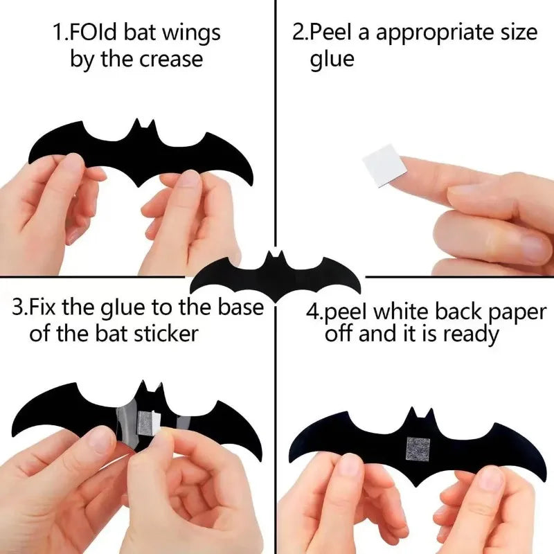 3D Halloween Bat Wall Stickers – Purple LED Night Light or Non-Lit Bat Decorations for Halloween Parties, Spooky Walls & Festive Decor