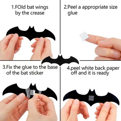 3D Halloween Bat Wall Stickers – Purple LED Night Light or Non-Lit Bat Decorations for Halloween Parties, Spooky Walls & Festive Decor