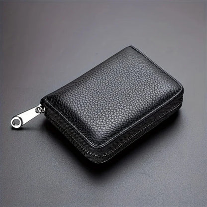Porte-cartes minimaliste anti-RFID avec poche zippée pour la monnaie pour homme et femme