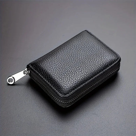 Billetera delgada con bloqueo RFID y bolsillo para monedas con cremallera, tarjetero minimalista para hombres y mujeres