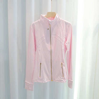 Chaqueta de yoga de mujer ajustada con cremallera – Top deportivo de cuello alto de secado rápido para gimnasio, running y fitness