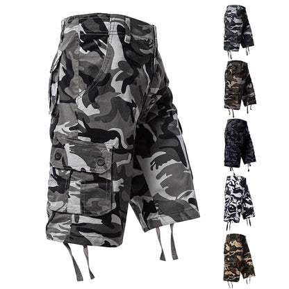 Men's Summer Camouflage Cargo Shorts – Lightweight Cotton Loose-Fit Utility Shorts, Casual Workwear & Beach Pants for Everyday Outdoor Wear