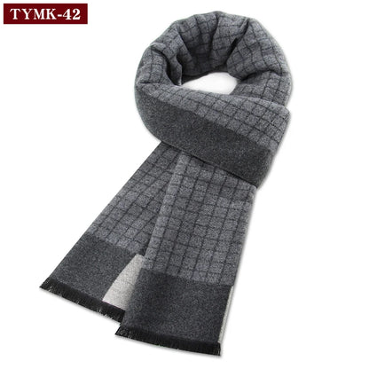 Écharpe d'hiver en imitation cachemire pour homme, douce à carreaux, chaude en mélange de laine, longue, châle, cache-col