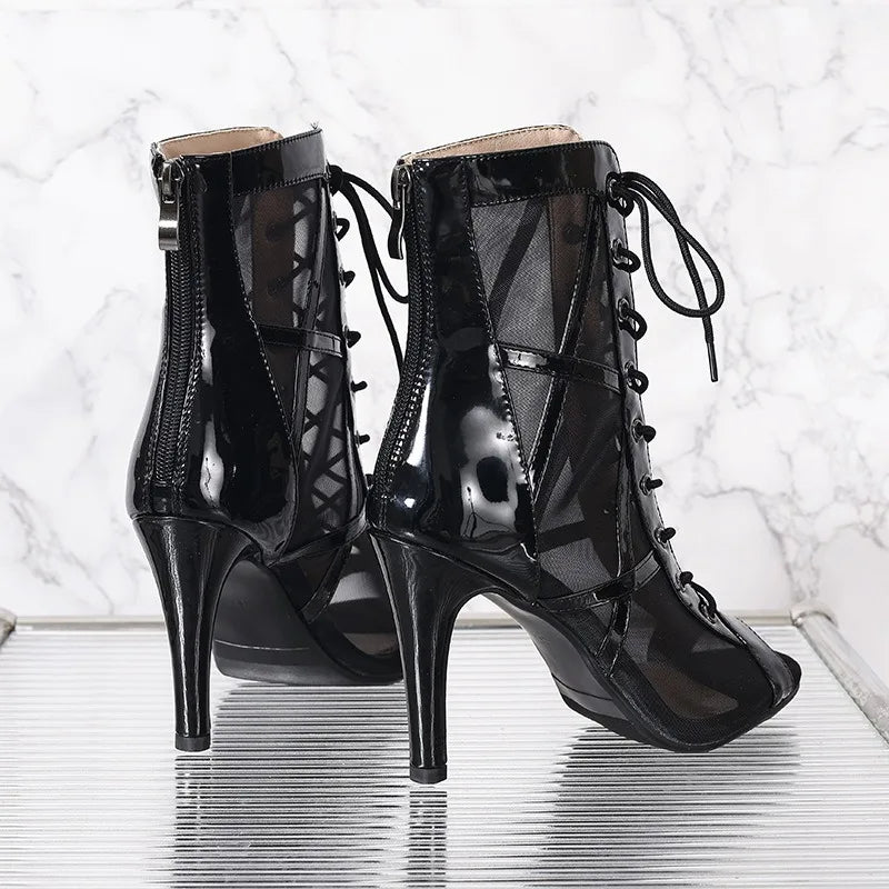Sandalias de baile latino de punta abierta para mujer – Zapatos de salón de tacón alto, cómodos tacones de baile ajustables para salsa y fiesta (tallas hasta la 43)