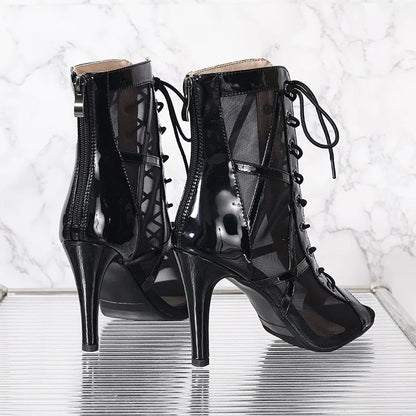 Sandalias de baile latino de punta abierta para mujer – Zapatos de salón de tacón alto, cómodos tacones de baile ajustables para salsa y fiesta (tallas hasta la 43)
