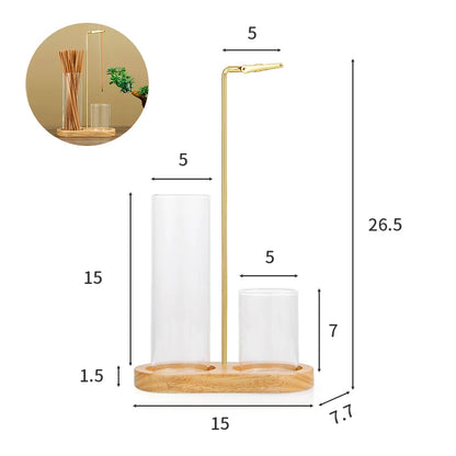 2-in-1 Incense Holder – Stick Incense Burner with Removable Glass Ash Catcher & Incense Stick Organizer for Home Decor