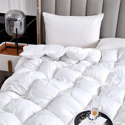 Edredón de lujo 100% plumón de ganso blanco – Duvet ligero y cálido de invierno con diseño plisado