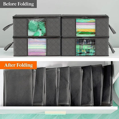 Bolsa de almacenamiento plegable de gran capacidad – Contenedor organizador de ropa y mantas para armarios, guardarropas y organización del hogar