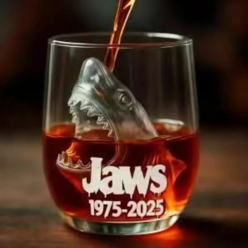 Great White Shark Glass Cup, Transparent Shark-Shaped Drinking Glass, Creative Water Cup, Unique Shot Glass for Home, Kitchen and Bar Use