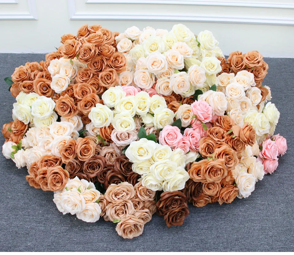 9 Heads Artificial Camellia Rose Bouquet – Realistic Faux Flowers for Wedding Decor, Party Displays, Home Decoration & Floral Gifts