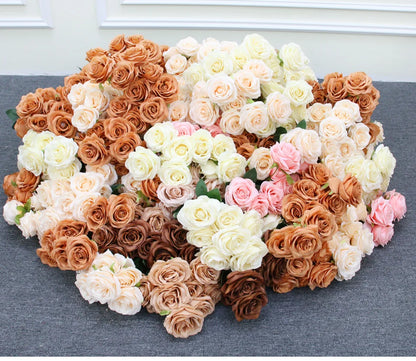 9 Heads Artificial Camellia Rose Bouquet – Realistic Faux Flowers for Wedding Decor, Party Displays, Home Decoration & Floral Gifts