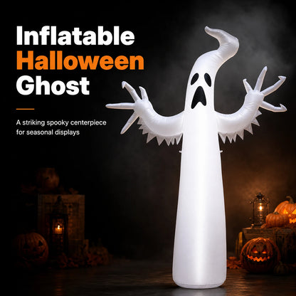 Large Inflatable Halloween Ghost Decoration – Standing PVC Ghost Yard Prop for Outdoor Lawn, Garden, Halloween Parties & Spooky Displays