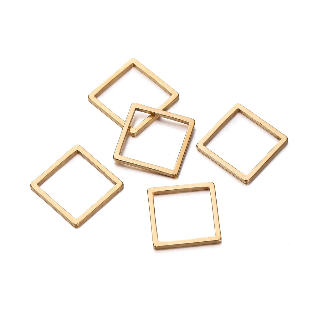 10 breloques géométriques creuses en acier inoxydable pour bijoux – Connecteurs de pendentif pour boucles d'oreilles, colliers et fabrication de bijoux