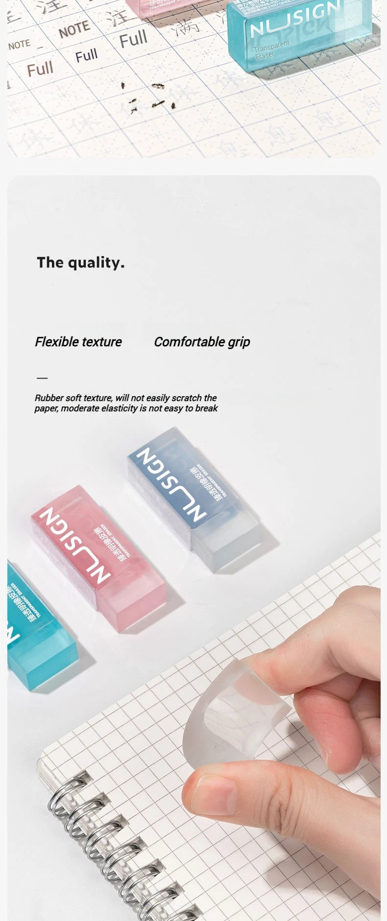 Gomme crayon en caoutchouc souple NUSIGN 2B – Gomme de qualité supérieure pour le dessin et le croquis, idéale pour les étudiants, les artistes, les examens, la peinture, l'école et le bureau