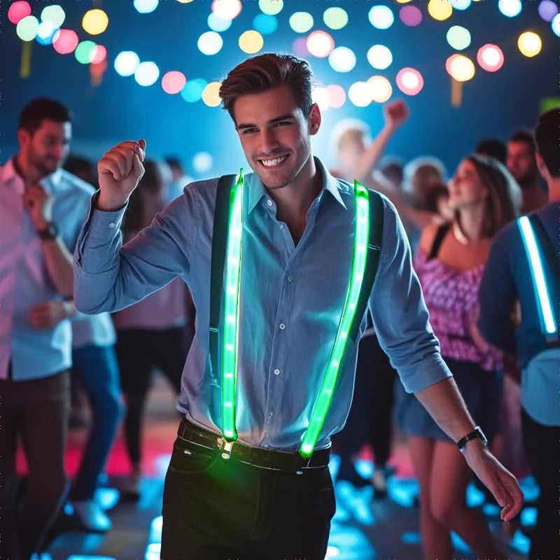 Pajarita y Tirantes LED Luminosos – Accesorios Brillantes para Fiestas, Bodas, Festivales y Cumpleaños