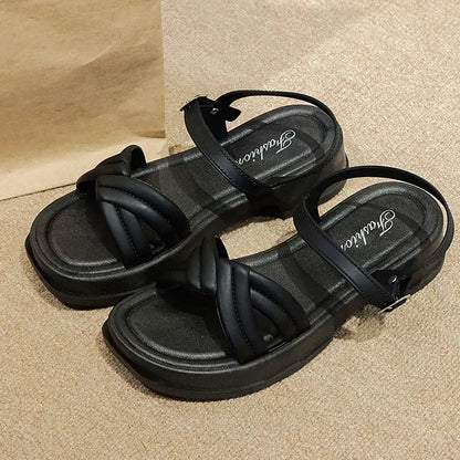 Sandales à talons épais pour femme – Chaussures d'été décontractées à enfiler, sandales mode confortables à talon bas pour un usage quotidien