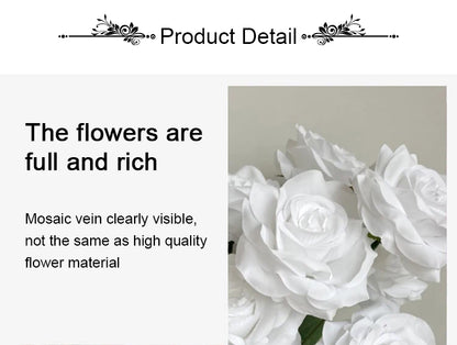 Ramo de rosas de diamantes de 9 cabezas – Rosas artificiales sintéticas con detalles de diamantes brillantes, arreglo floral realista para boda, decoración del hogar, sala de estar y regalo