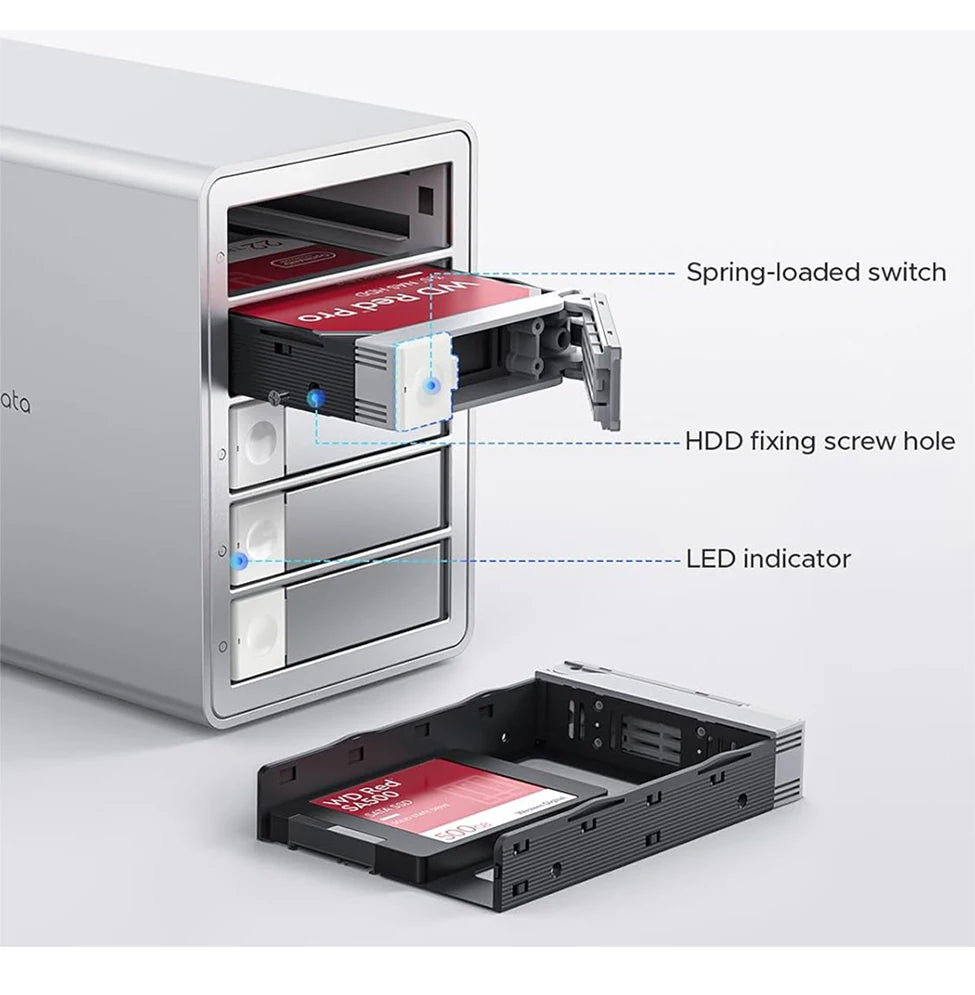 ORICO 4/5 Bay HDD Docking Station – USB 3.2 Type-C 10Gbps SATA Hard Drive Enclosure for 2.5" & 3.5" SSD HDD