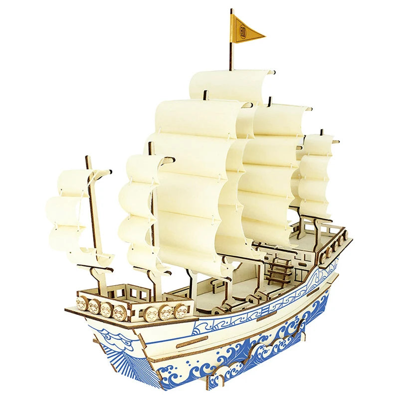 Maqueta 3D de Barco de Vela de Madera – Kit de Montaje de Barco de Madera DIY, Juguete Educativo de Construcción, Proyecto de Manualidades Creativo y Regalo de Fiesta para Niños
