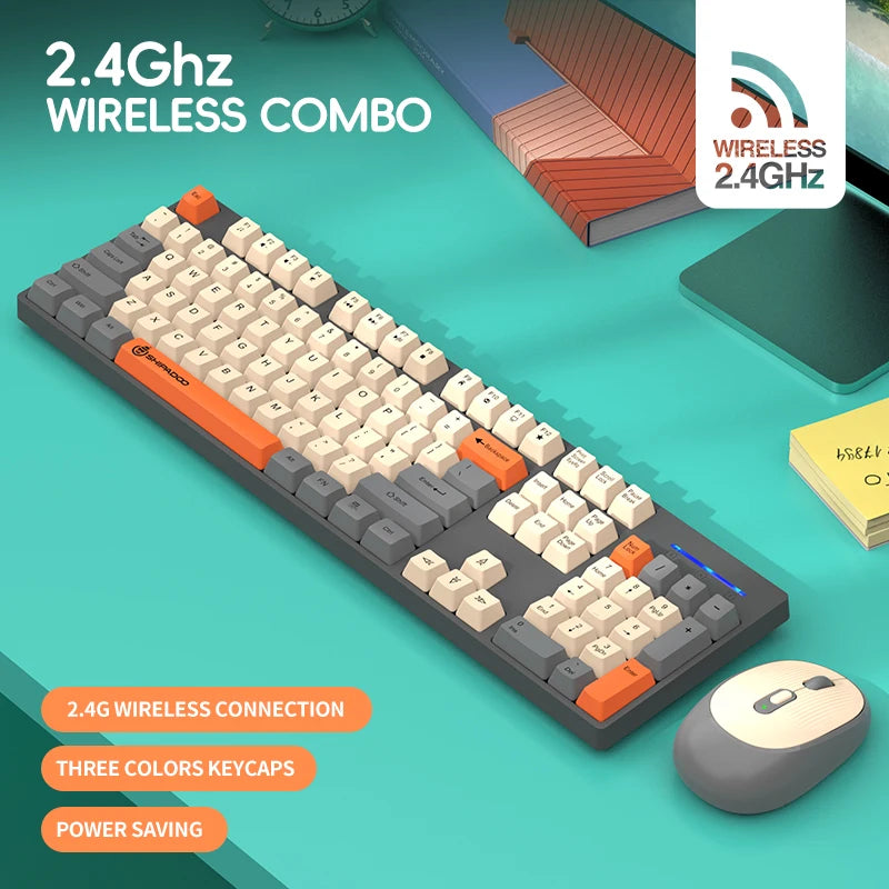 Combinación de teclado y ratón inalámbricos para juegos Shipadoo - Teclado y ratón recargables de 2.4GHz para PC, portátil y oficina