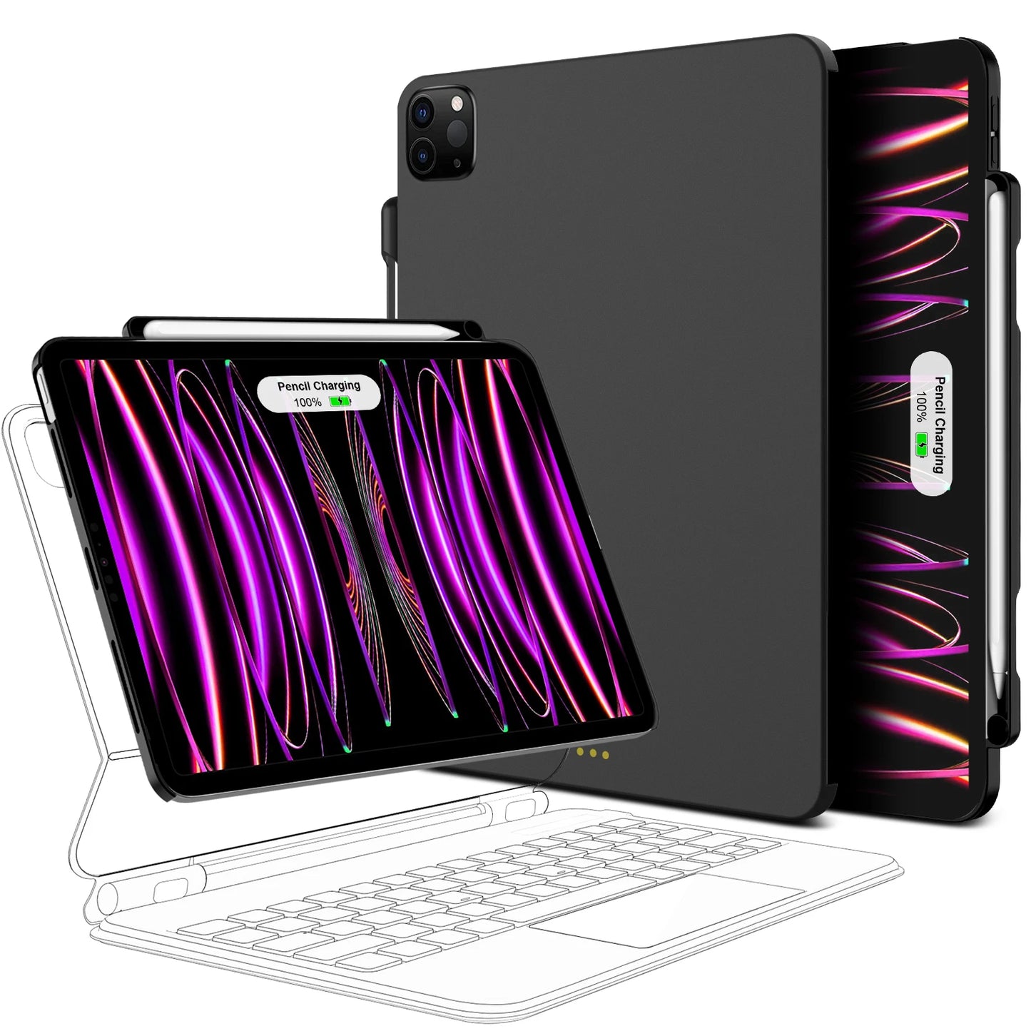 Funda magnética para iPad GOOJODOQ con soporte para lápiz – Compatible con Magic Keyboard para iPad Pro 11/13 M4 (2024), iPad Air 6 y Air 4/5