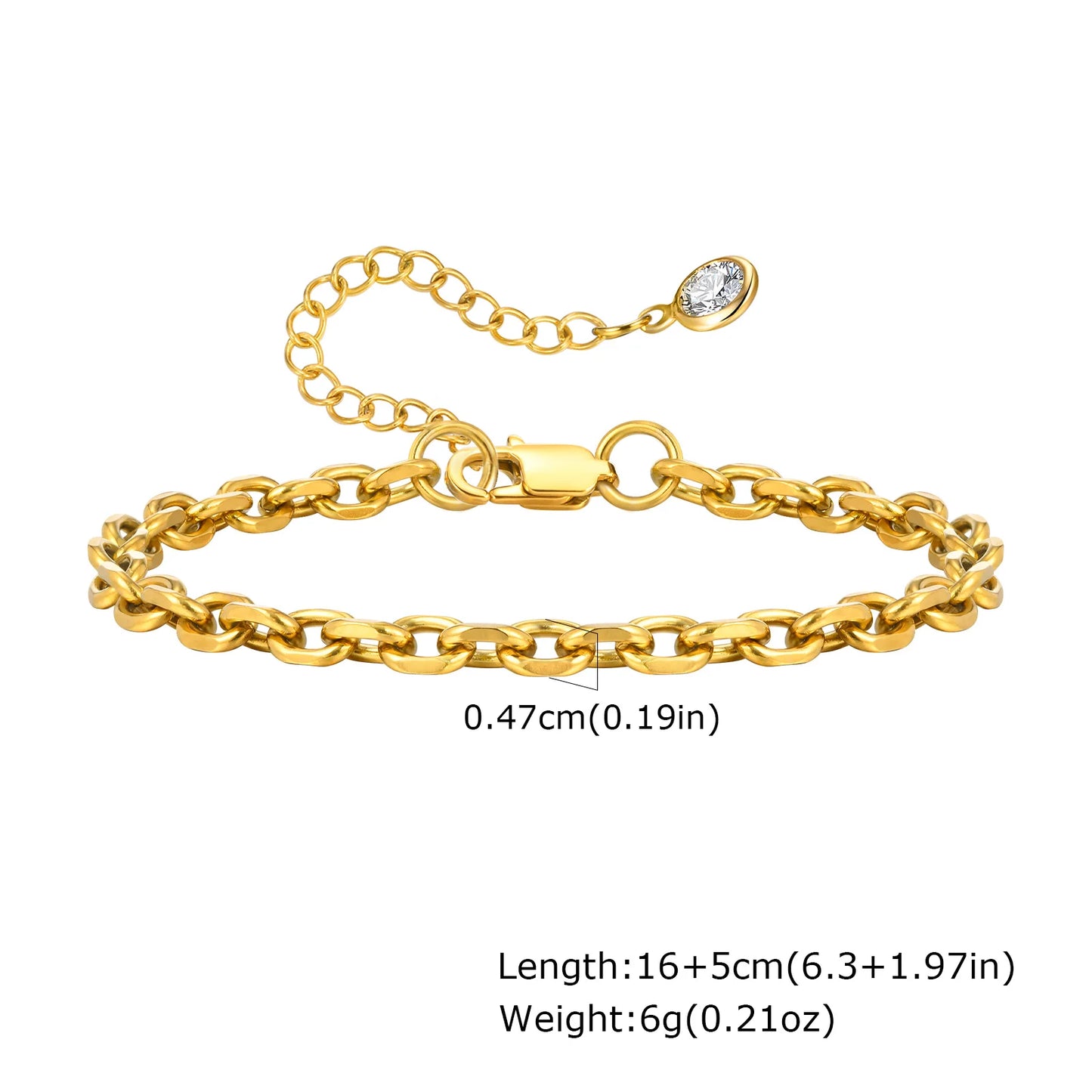 Non-Tarnish Stainless Steel Herringbone Bracelet – Gold Plated Waterproof Stackable Chain Bracelet for Women | Fashion Jewelry Gift