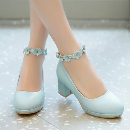 Zapatos de vestir de fiesta y boda con tacón alto de princesa floral para niñas