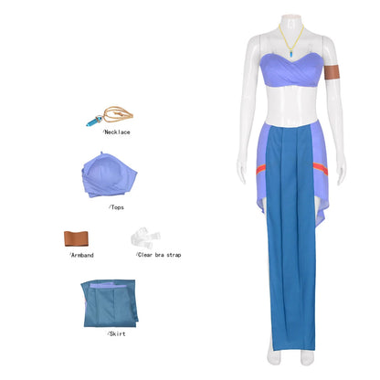 Halloween Princess Kida (Atlantis) Cosplay Costume – Adult Women Blue Dress Set (Carnival/Party Fancy Dress Outfit)
