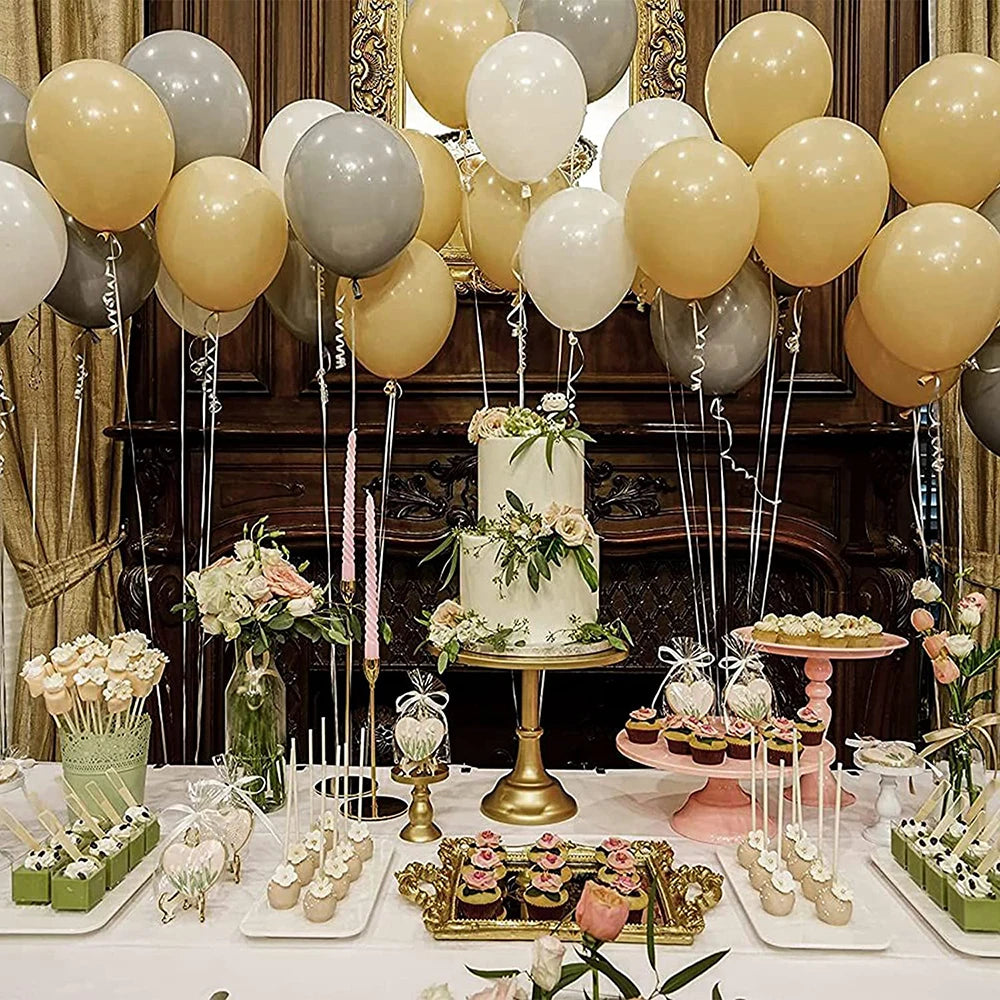 Retro Latex Balloons – 5/10/12/18 Inch White, Sand, Pink, Coffee & Sage Green Balloons for Birthday, Baby Shower & Wedding Decor