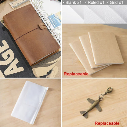 Moterm Genuine Leather Travel Notebook Cover – Handmade Vintage Cowhide Journal & Planner