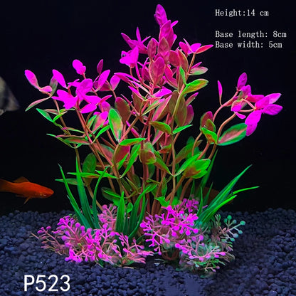 Artificial Underwater Aquarium Plants – Plastic Aquatic Fake Shrubs & Green Water Grass for Fish Tank Landscaping, Realistic Simulated Decor