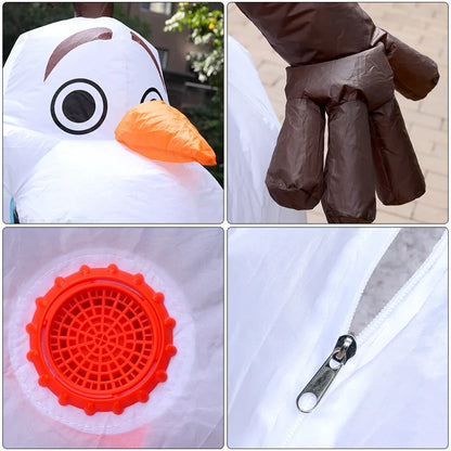 Adult Inflatable Snowman Costume Cartoon Snow Baby Cosplay Outfit for Halloween, Christmas, Holiday Dress-Up Parties and Festive Events