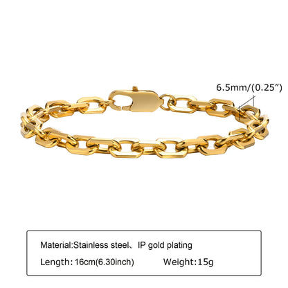 18K Gold Plated Stainless Steel Paperclip Chain Bracelet – Adjustable Twist Link Chunky Stackable Bracelet for Women