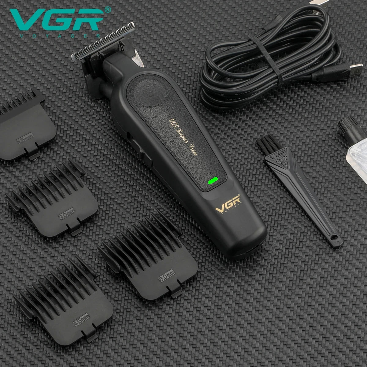 VGR V-197 & V-995 2-Piece Hair Clipper Set – Metal & Leather Body Electric Hair Trimmers with LED Digital Display, Grooming & Carving Tools