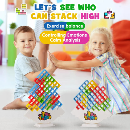 Juego de equilibrio y apilamiento Tetra Tower – Divertido juego de mesa de construcción de puzles para niños y adultos, desafío de apilamiento estratégico, actividad para noche de juegos en familia y regalo interactivo en equipo