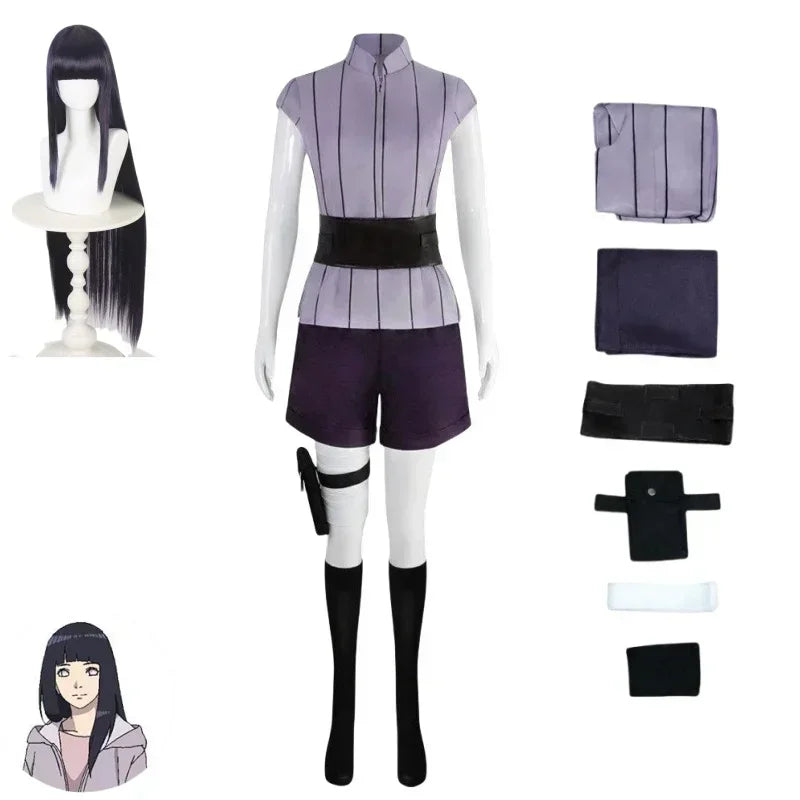Hinata Hyuga Cosplay Costume – Anime Ninja Outfit (Halloween Party Performance Set)