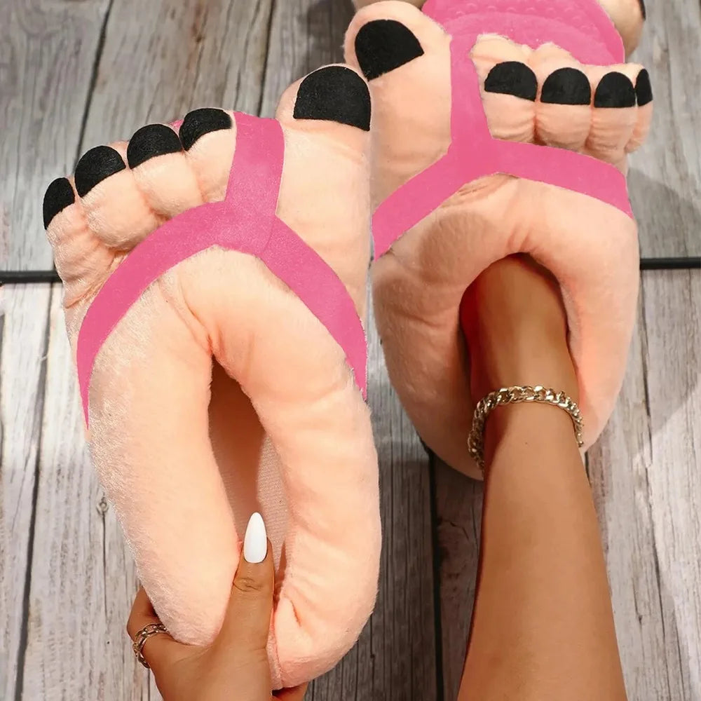 Winter Cotton Slippers for Men and Women, Funny Couple House Slides, Soft Warm Plush Indoor Slippers for Home, Cozy Oversized Feet Slippers for Cold Weather