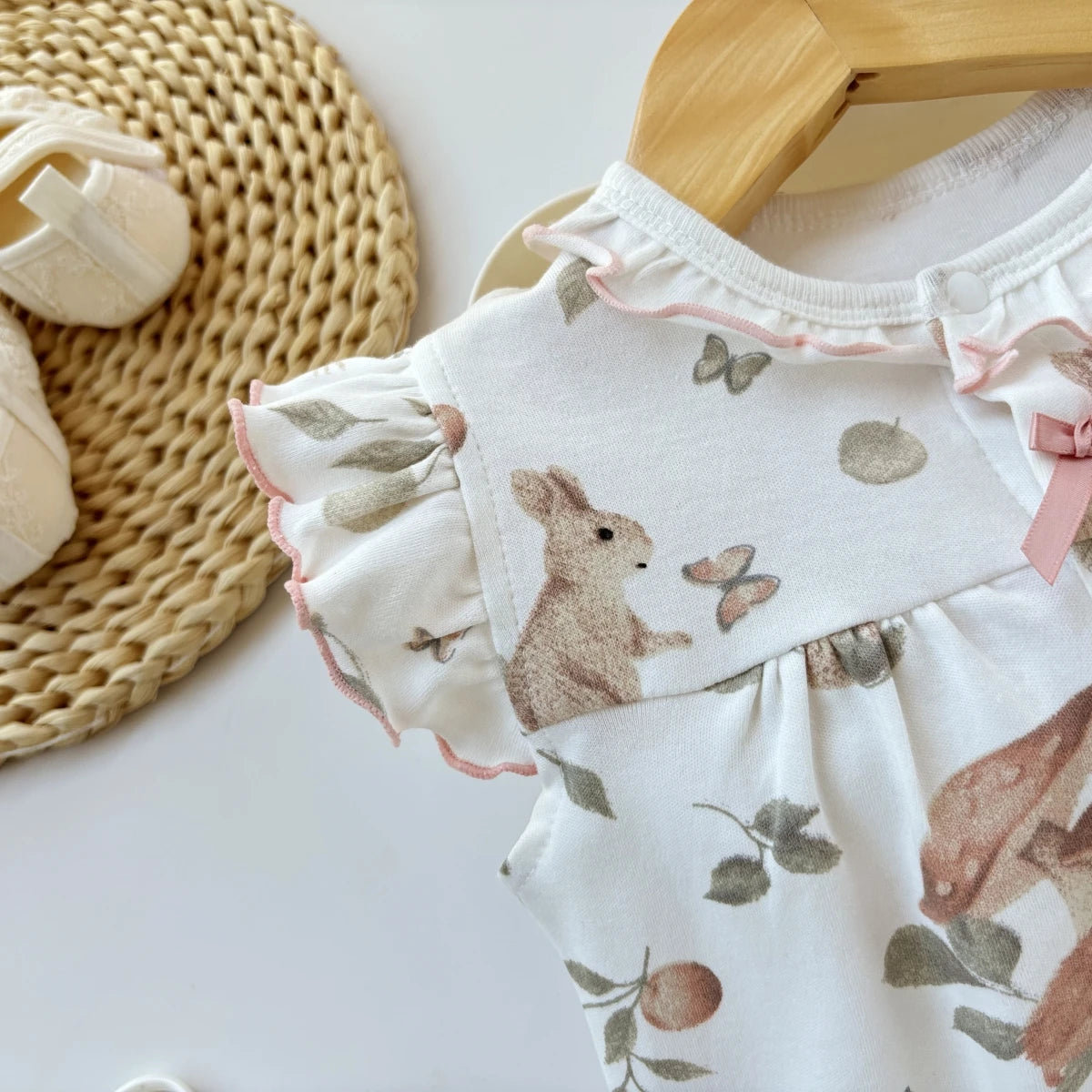 Pelele de verano para bebé recién nacido – Body de manga corta de algodón suave con estampado de dibujos animados para bebés y niñas (3-18 meses)