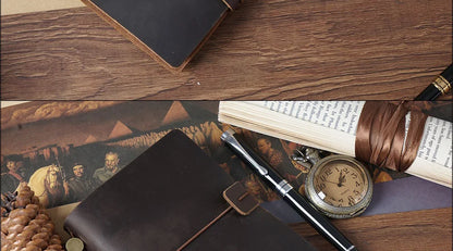 Genuine Leather Refillable Travel Journal – Handmade Retro Diary, Sketchbook & Notebook