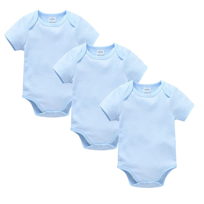 Kavkas Ropa de algodón para bebés – Juego de mamelucos de manga corta de 3 o 5 piezas para recién nacidos, para niños y niñas, mamelucos blancos sólidos de 0 a 24 meses, ropa suave de uso diario para bebés