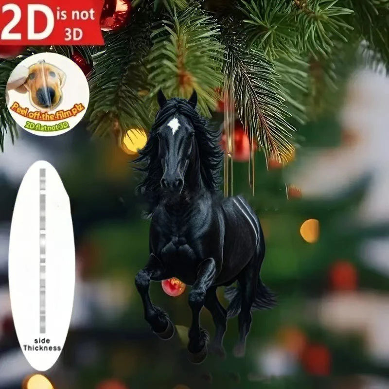 Cute Cat 2D Acrylic Christmas Pendant – Flat Hanging Ornament for Xmas Tree, Holiday Party & Festive Home Decor
