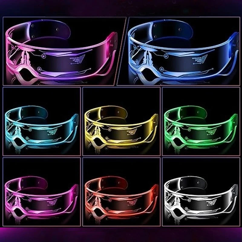 Gafas LED ciberpunk luminosas – Gafas futuristas con luz para cosplay, raves y fiestas de Halloween