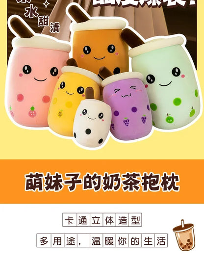 Giant Bubble Tea Plush Pillow – 22–70cm Squishy Milk Tea Boba Stuffed Toy Fruit Drink Bottle Decor Gift