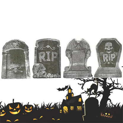 1PC Halloween Foam Skeleton Tombstone Decoration – Grave Bat & Ghost Horror Prop for Haunted Houses, Halloween Parties & Spooky Home Decor