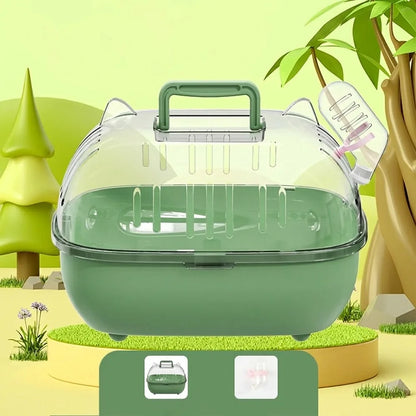 Transparent Hamster Carrier Box – Large Space Ventilated Travel Cage with Escape-Proof Design, Handheld Small Animal Habitat