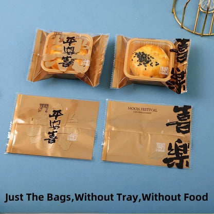 LBSISI Life 100 bolsas para galletas de luna – Bolsas de plástico transparentes para empaques de regalo caseros para festivales, galletas y crujientes de yema de huevo
