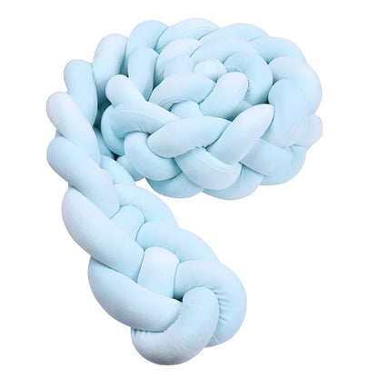 Protector de cuna trenzado hecho a mano – Cojín de cuna anudado suave para cunas, decoración de guardería y protección de bordes (1M–3.6M)
