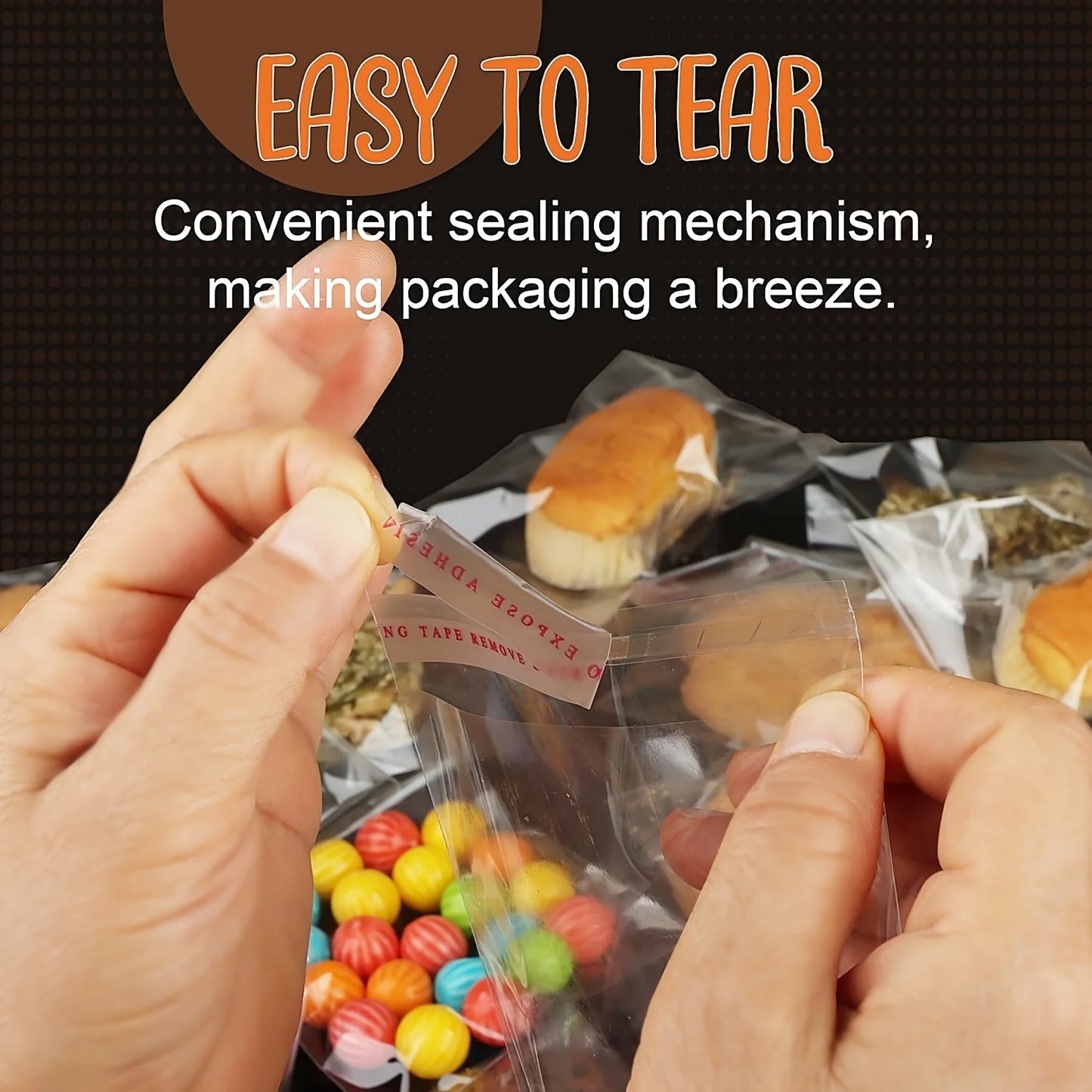100PCS Bolsas de Plástico Transparentes Autoadhesivas para Regalos, Galletas, Dulces, Joyas y Empaque de Bizcochos