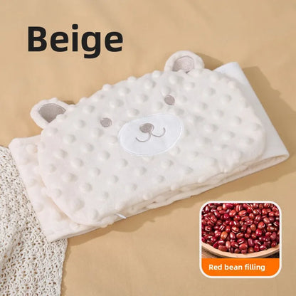 Faja suave para bebé con paquete térmico de frijoles rojos – Envoltura abdominal de dibujos animados para bebés para calor, alivio de gases y comodidad estomacal